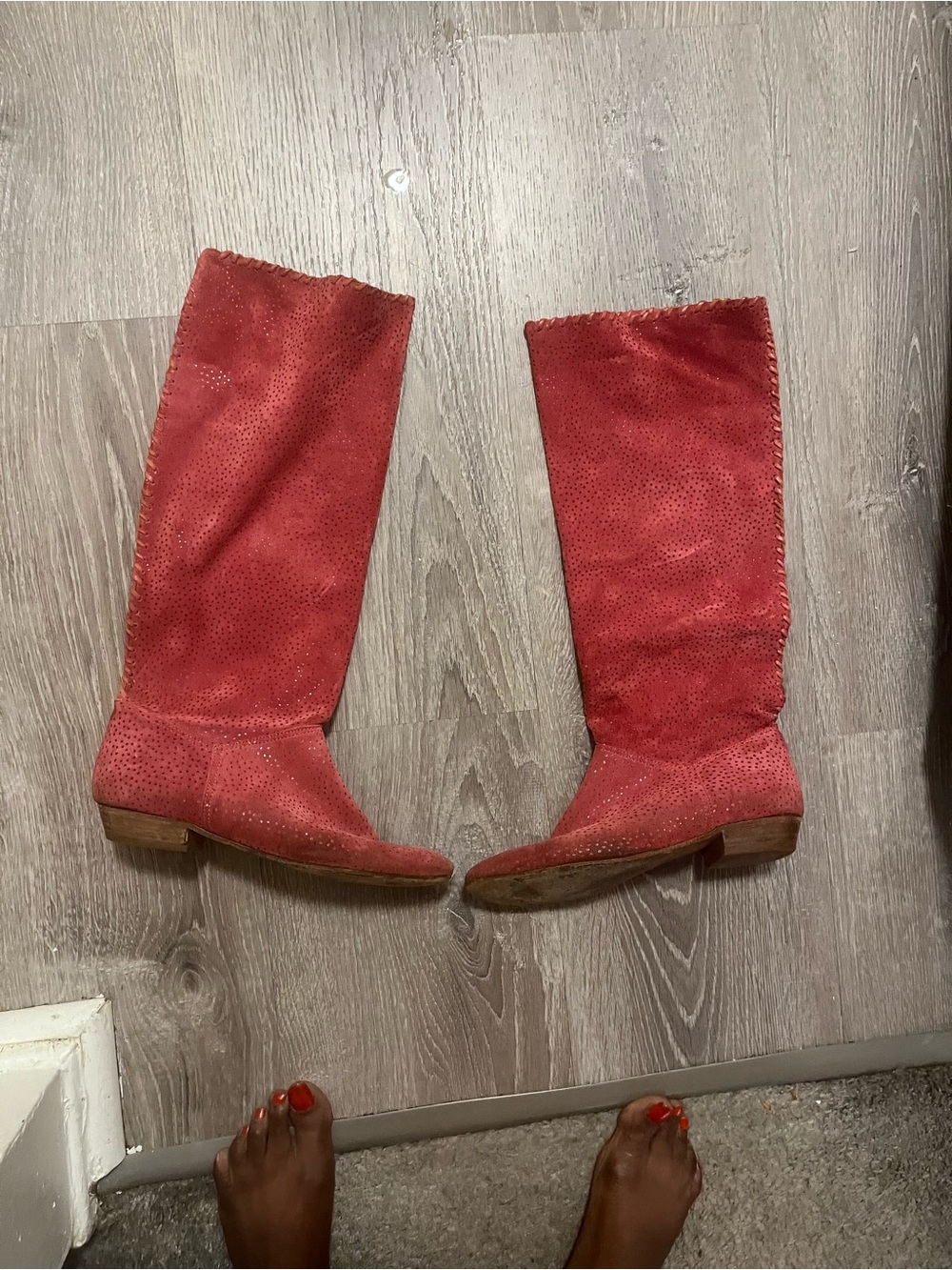 Vintage Fuchsia pink Suede Knee-High Women's Boots